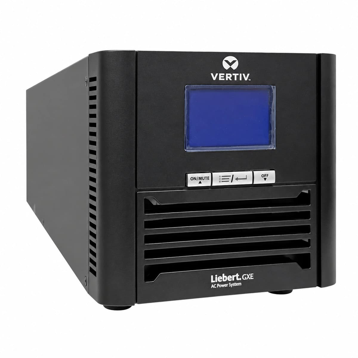 Vertiv Liebert GXE 3kVA Online Double-Conversion UPS (220V 2700W Rack/Tower Clean Power) - Isometric 45-Degree Angled View