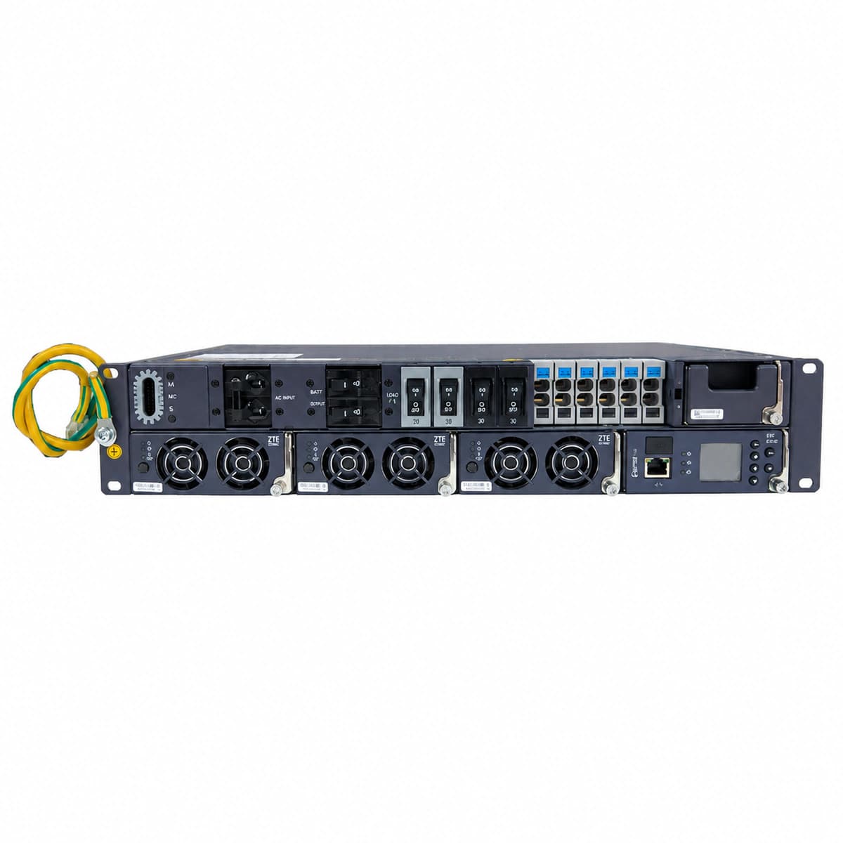 ZTE ZXDU48 B900 (V5.0) Embedded DC Power System (-48V 90A 3U Subrack) - Isometric 45-Degree Angled View