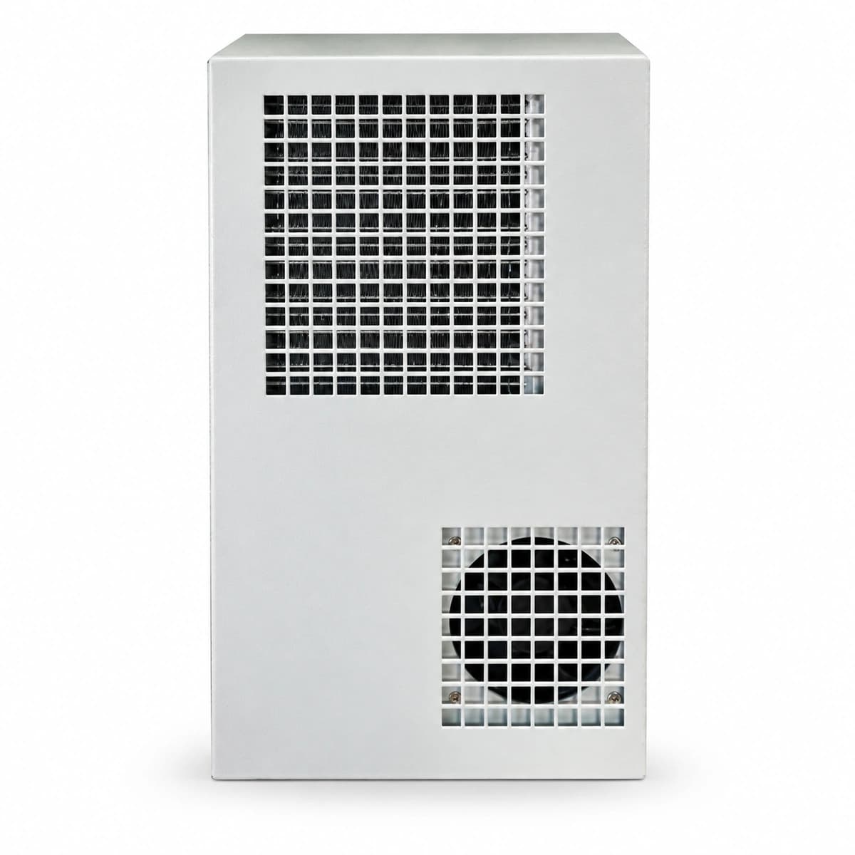 RICEWIND BPD0300 -48VDC 300W Compact Outdoor Telecom Cabinet DC Air Conditioner (IP55) - 45-degree perspective sheet metal enclosure