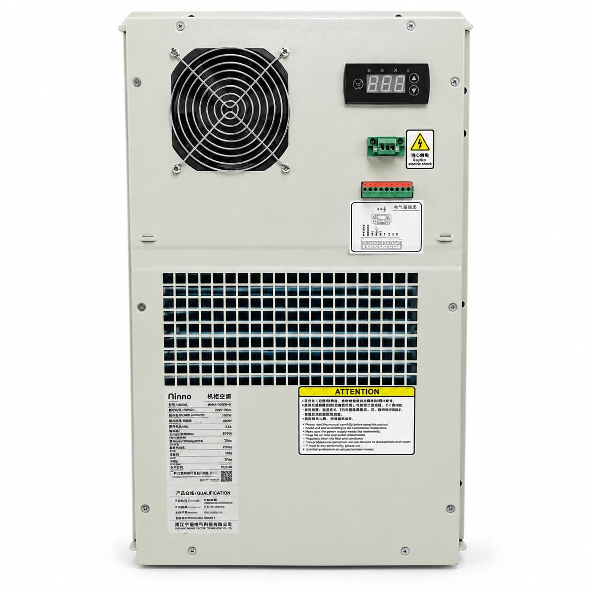 RICEWIND MCA0300 220VAC 300W Compact Embedded Industrial Cabinet AC Air Conditioner (IP55) - Front exterior view and airflow guide grilles