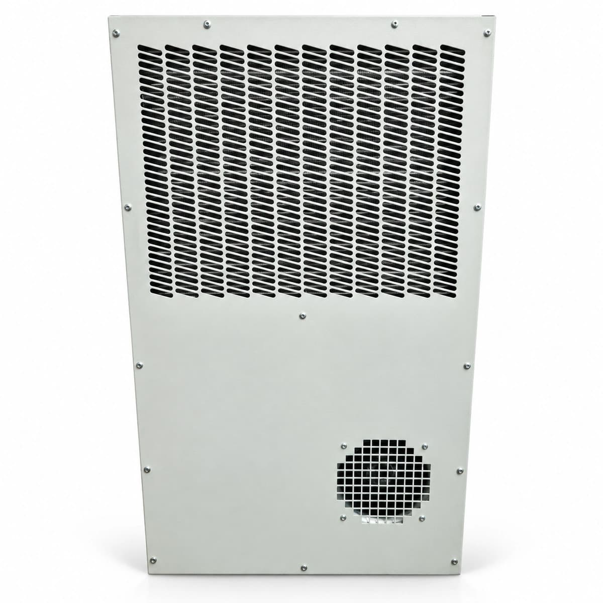RICEWIND BPD1500 -48VDC 1500W High-Capacity Outdoor Telecom Cabinet DC Air Conditioner (IP55) - Front exterior view and airflow guide grilles