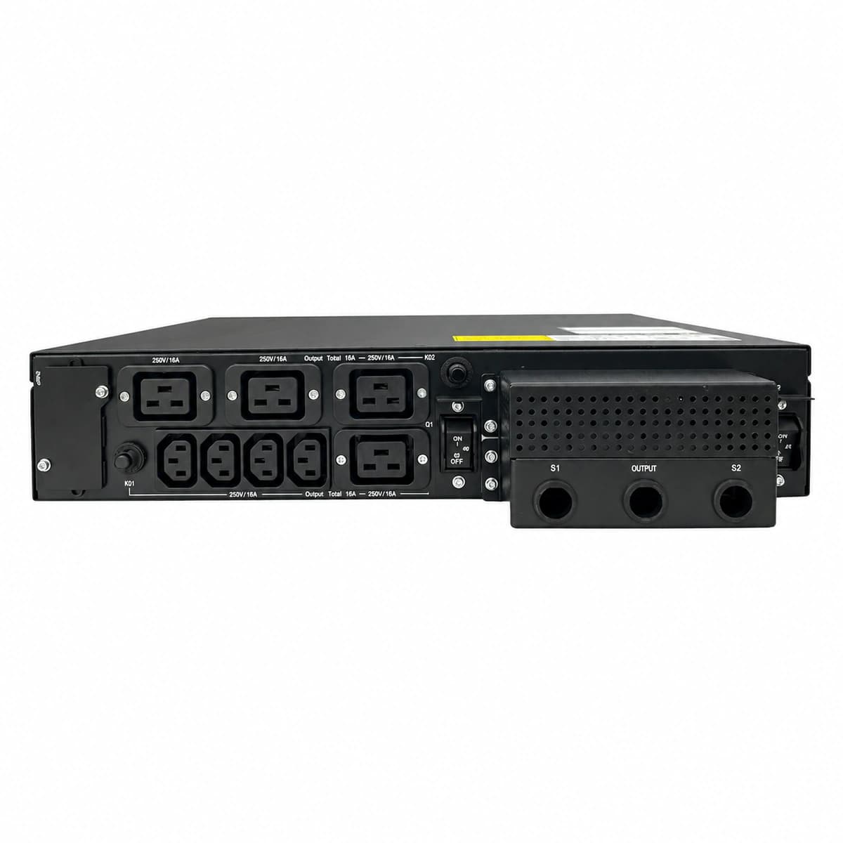 Vertiv UF-LTS32-1P Static Transfer Switch (Single-Phase 32A 1U Rackmount STS) - Isometric 45-Degree Angled View