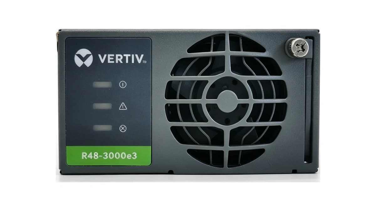 Vertiv eSure R48-3000e3 high efficiency telecom rectifier front view