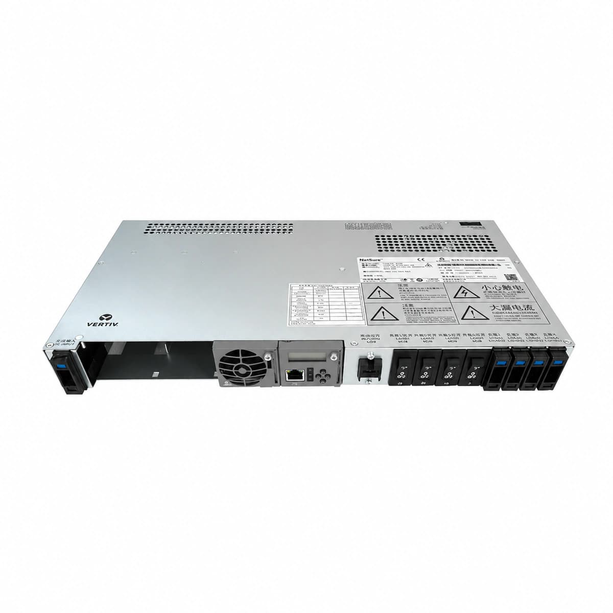 Vertiv NetSure 2100-A31-S3 1U Ultra-Compact Embedded DC Power System (-48V 60A/100A M221S) - Rear Backplane & Terminals View